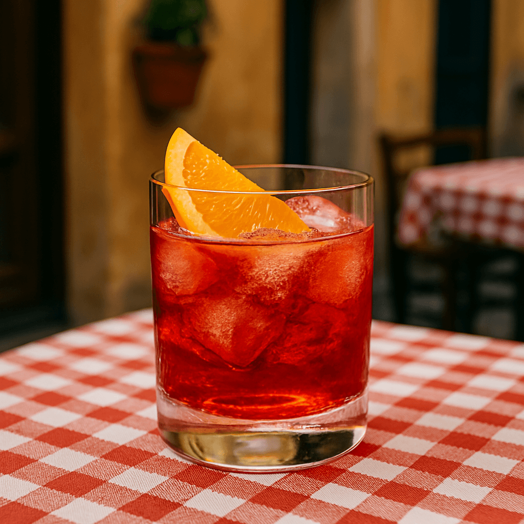 Negroni cocktail with orange peel garnish